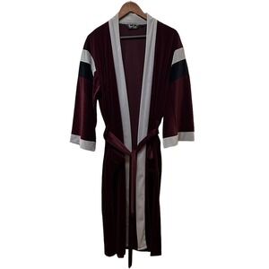 Vintage Pierre Cardin Velour Color Block Belted Robe Men's S/M Made in USA